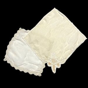Vintage Handkerchiefs Bundle of 2 White Off-White Crochet Cotton Hanky Hankie